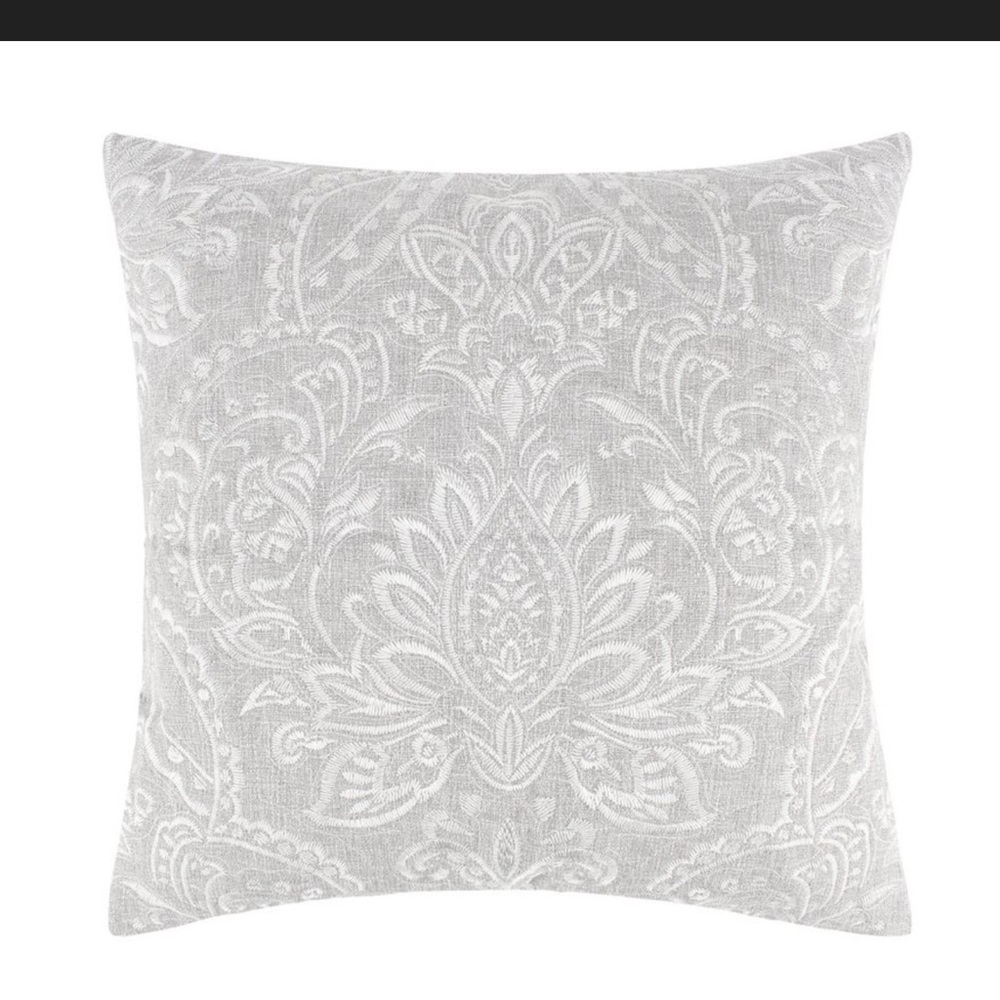 Gray Embroidered Decorative feather pillow by Levtex Home